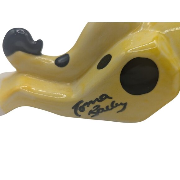 Vtg Handmade Ceramic Yellow & Black Spotted Cat Figurine By Lorna Bailey 12" - Picture 6 of 12